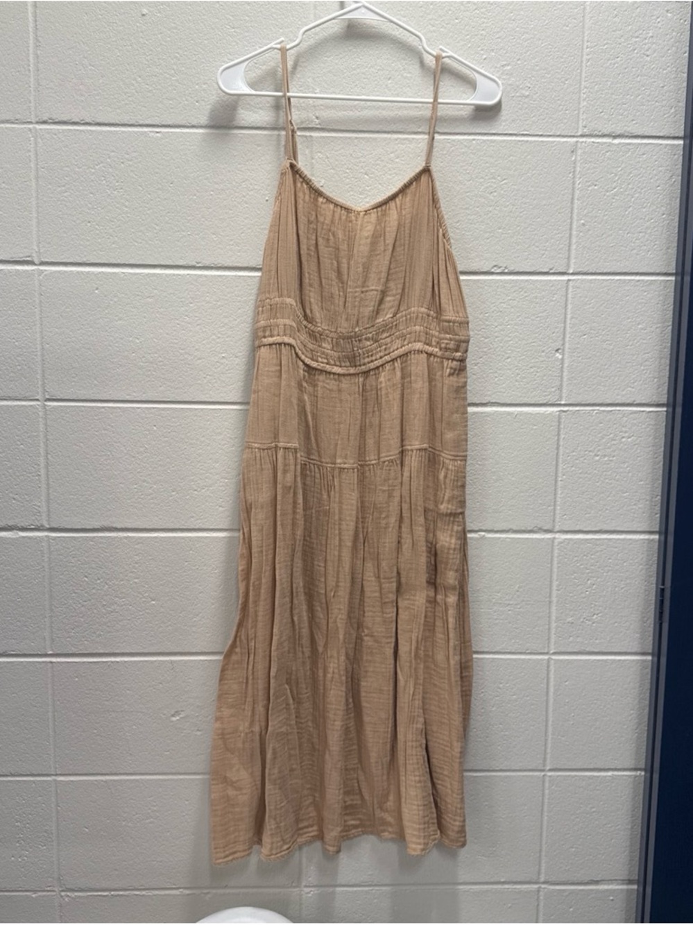 Old Navy Beige Spaghetti-Strap Tiered Maxi Dress